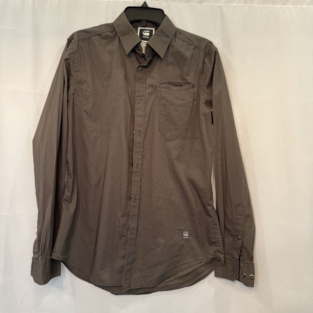 G-Star Raw Correct Mens XL Button Up‎ Shirt Long Sleeve Grey Utility Slim Fit